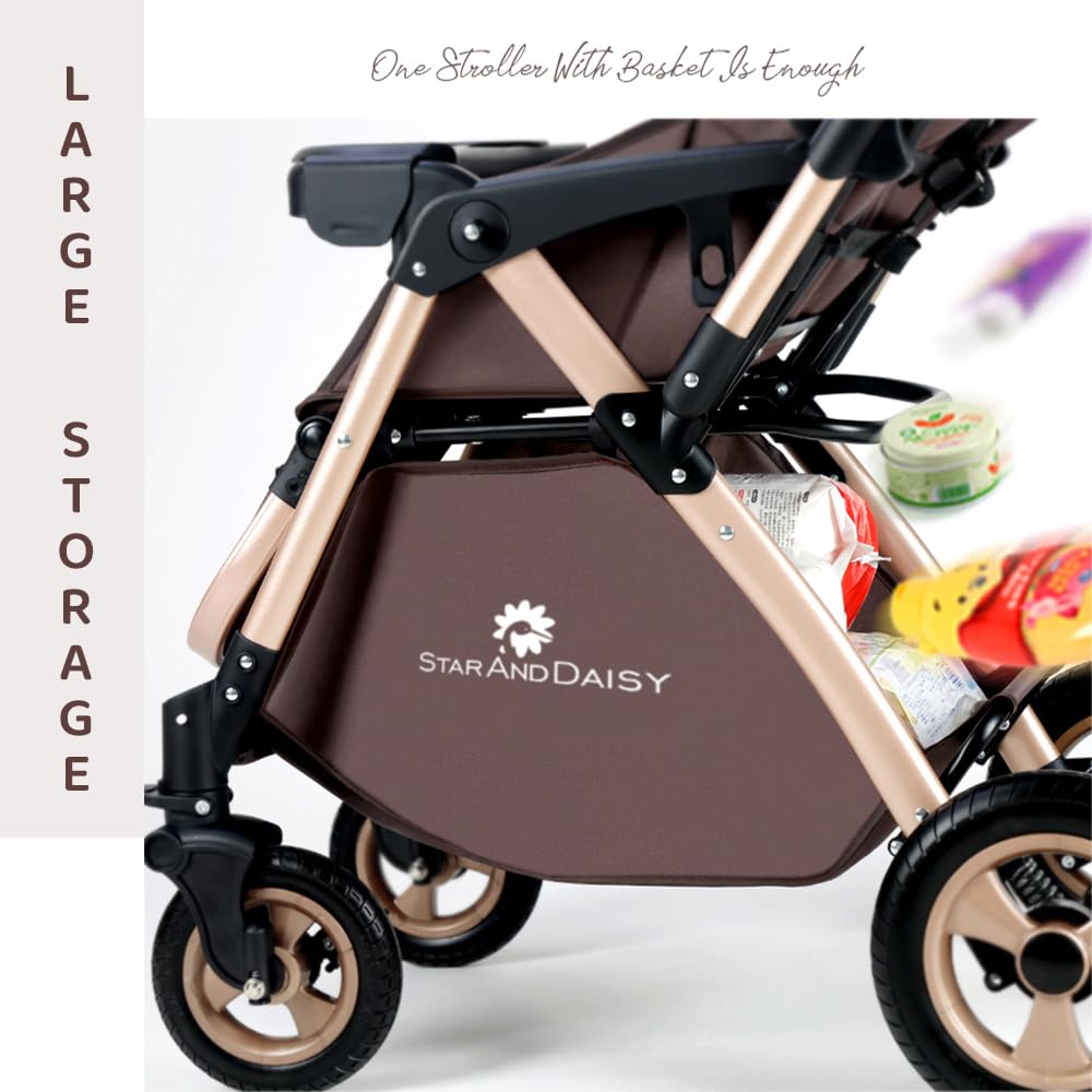 staranddaisy-baby-stroller-jogging-stroller-safe-convenient-comfortable-lightweight-large-storage-basket-swivel-wheels-front-and-rear-brakes