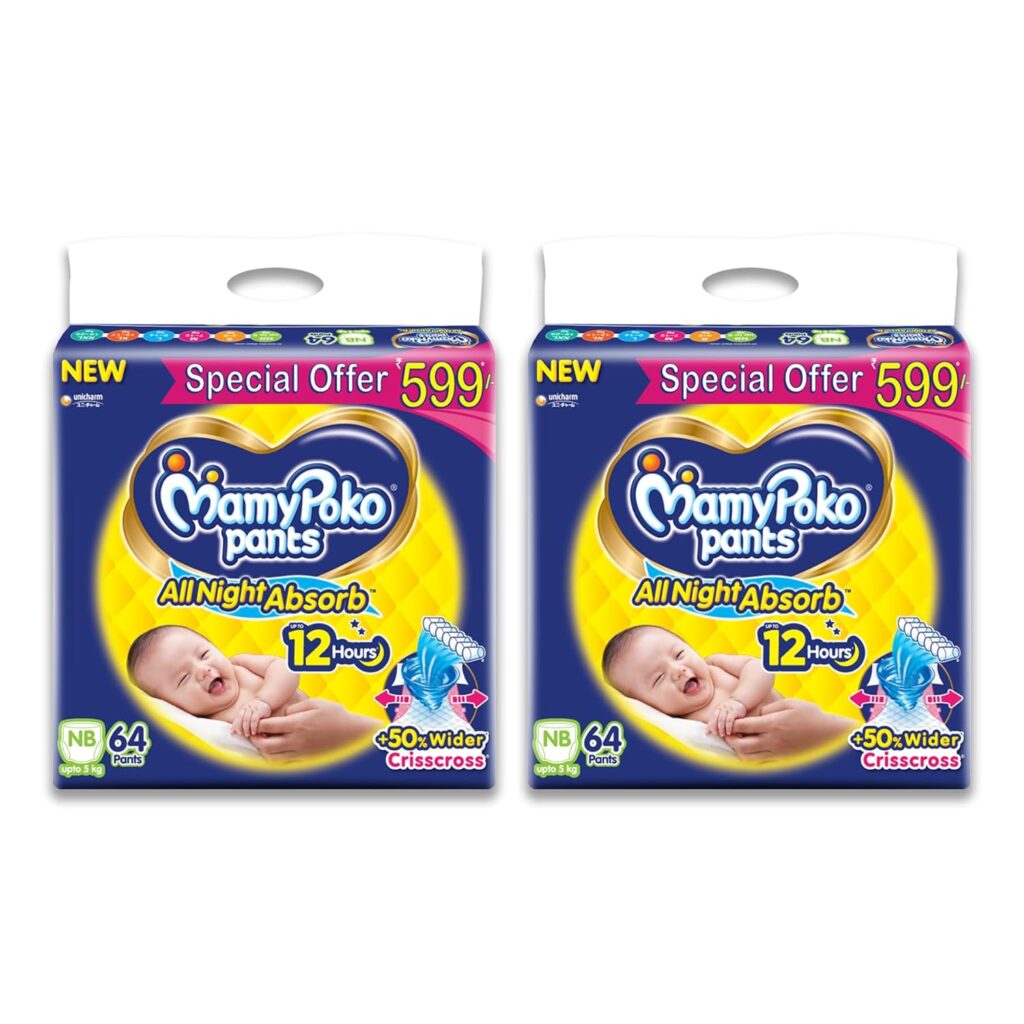 mamypoko-pants-newborn-x-small-extra-small-diapers=diaper-disposable-diaper-all-night-diapers-upto-5kg-lightweight-leakage-protection-striped-urine-protection